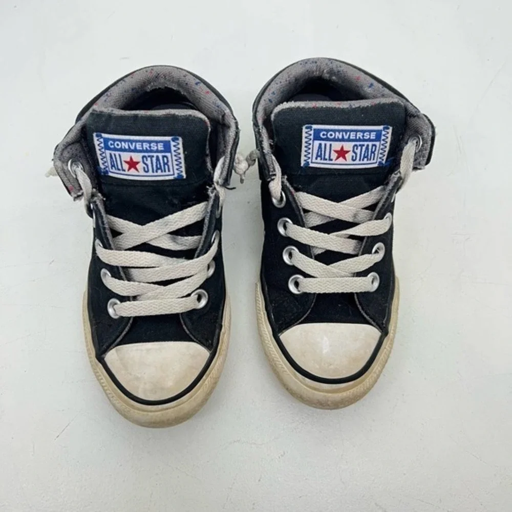 Boys Converse All Star Axel Juniors Mid Top SNEAKERS Black white Size 12 666377F